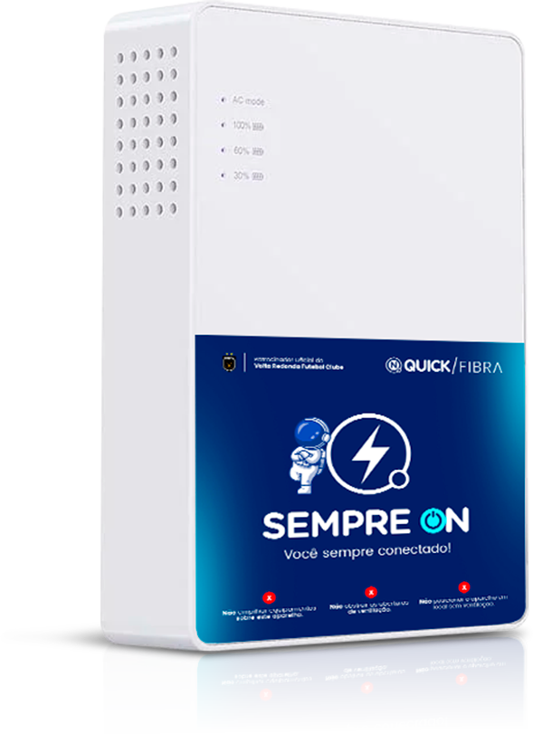 Equipamento Nobreak Sempre ON Quick Fibra — internet ativa até 4h sem energia